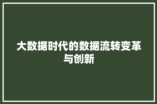 大数据时代的数据流转变革与创新