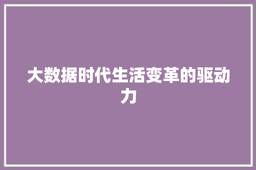 大数据时代生活变革的驱动力