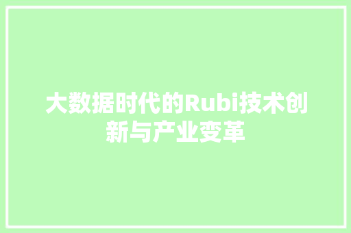大数据时代的Rubi技术创新与产业变革