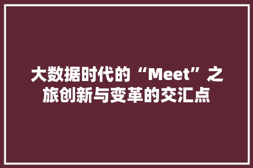 大数据时代的“Meet”之旅创新与变革的交汇点