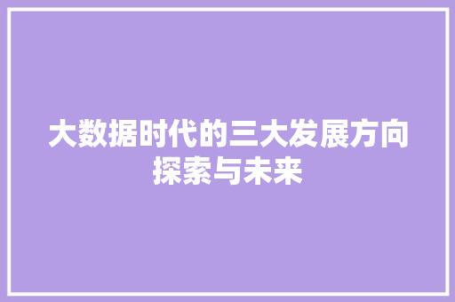 大数据时代的三大发展方向探索与未来