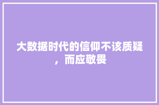 大数据时代的信仰不该质疑，而应敬畏