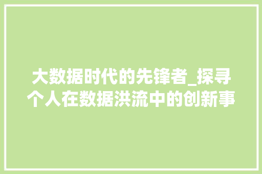 大数据时代的先锋者_探寻个人在数据洪流中的创新事迹