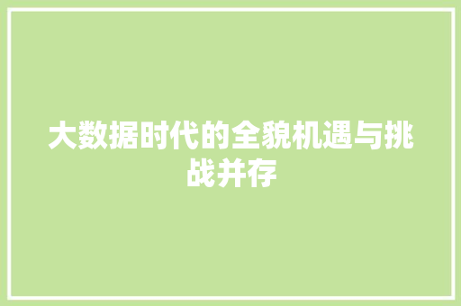 大数据时代的全貌机遇与挑战并存