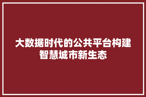 大数据时代的公共平台构建智慧城市新生态