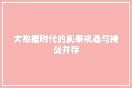 大数据时代的到来机遇与挑战并存