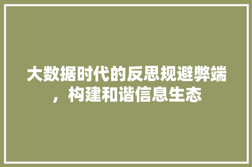 大数据时代的反思规避弊端，构建和谐信息生态
