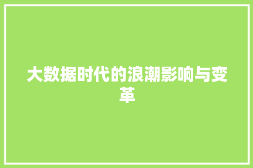 大数据时代的浪潮影响与变革