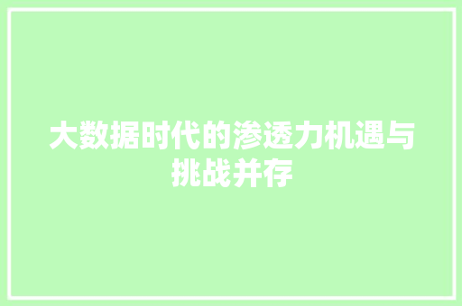 大数据时代的渗透力机遇与挑战并存