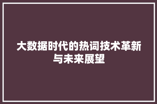 大数据时代的热词技术革新与未来展望
