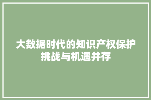 大数据时代的知识产权保护挑战与机遇并存