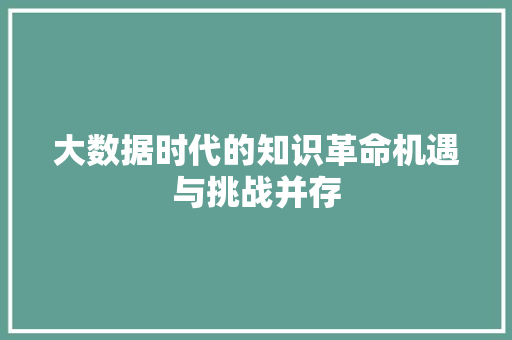 大数据时代的知识革命机遇与挑战并存