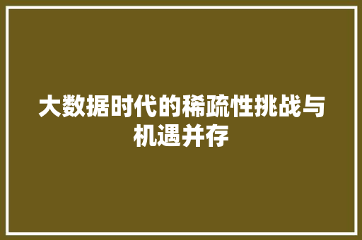大数据时代的稀疏性挑战与机遇并存