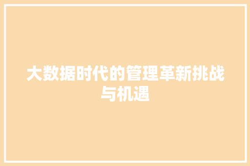 大数据时代的管理革新挑战与机遇