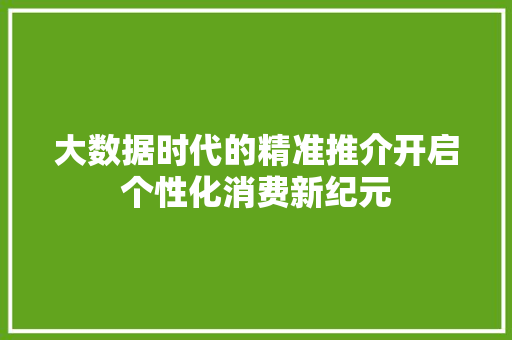 大数据时代的精准推介开启个性化消费新纪元