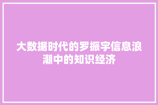 大数据时代的罗振宇信息浪潮中的知识经济