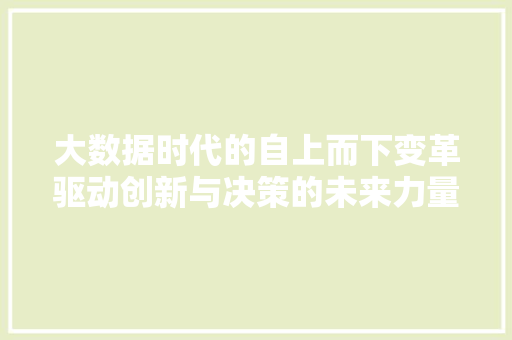 大数据时代的自上而下变革驱动创新与决策的未来力量