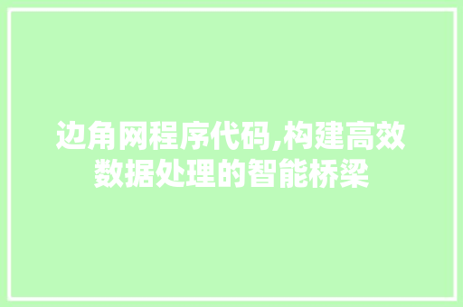边角网程序代码,构建高效数据处理的智能桥梁