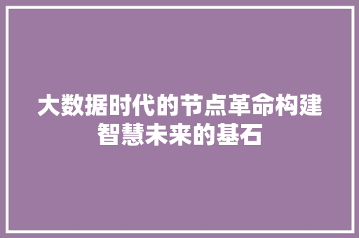 大数据时代的节点革命构建智慧未来的基石