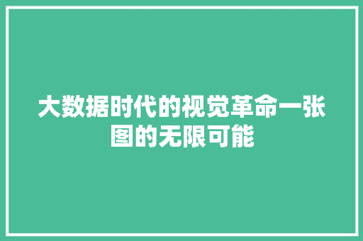 大数据时代的视觉革命一张图的无限可能