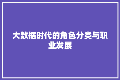 大数据时代的角色分类与职业发展