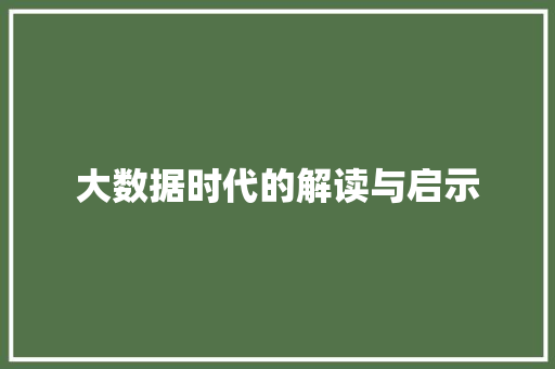 大数据时代的解读与启示
