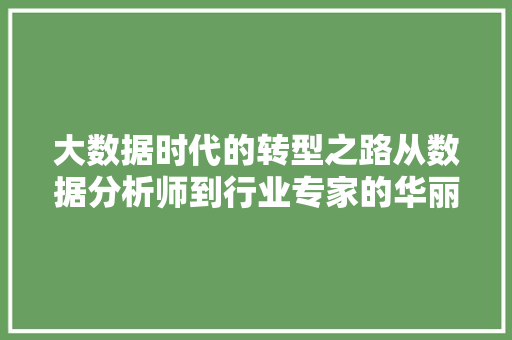 大数据时代的转型之路从数据分析师到行业专家的华丽转身