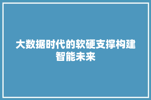 大数据时代的软硬支撑构建智能未来