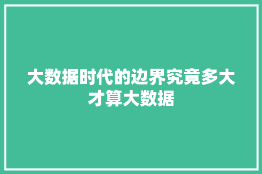 大数据时代的边界究竟多大才算大数据