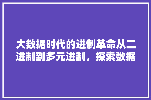 大数据时代的进制革命从二进制到多元进制，探索数据处理的未来