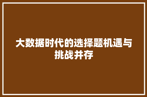 大数据时代的选择题机遇与挑战并存