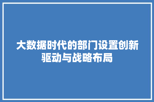 大数据时代的部门设置创新驱动与战略布局
