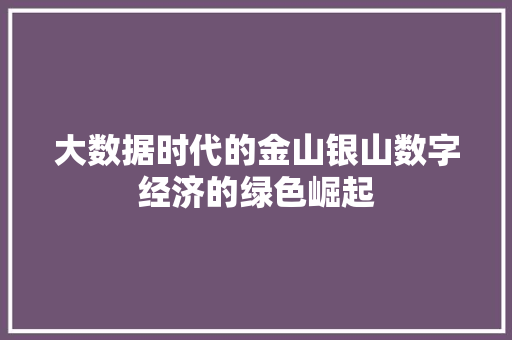 大数据时代的金山银山数字经济的绿色崛起