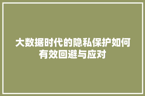 大数据时代的隐私保护如何有效回避与应对