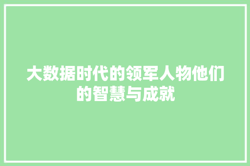 大数据时代的领军人物他们的智慧与成就