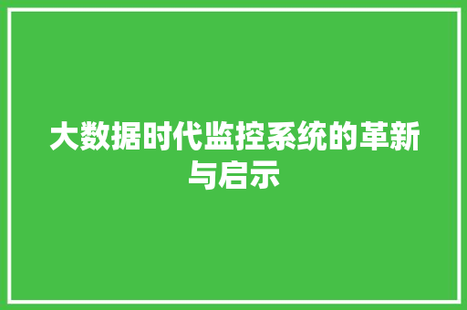 大数据时代监控系统的革新与启示