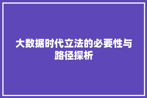 大数据时代立法的必要性与路径探析