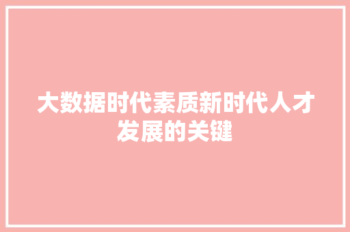 大数据时代素质新时代人才发展的关键