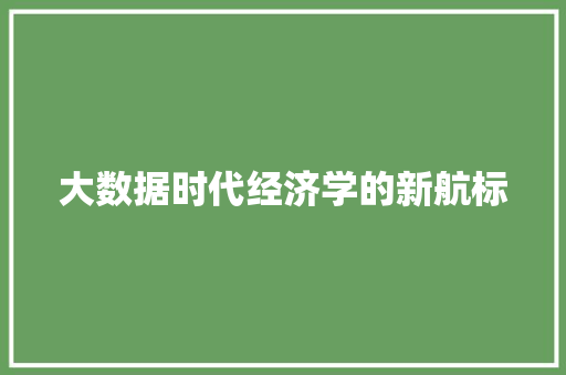大数据时代经济学的新航标