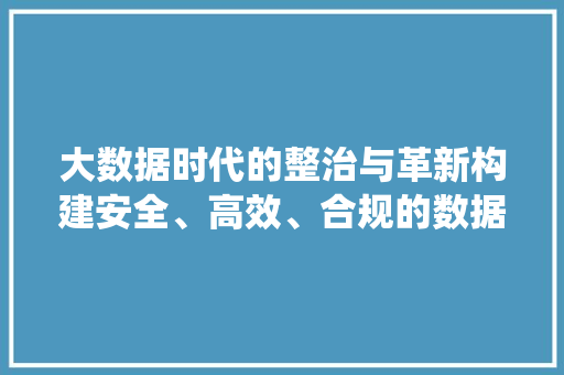 大数据时代的整治与革新构建安全、高效、合规的数据生态系统
