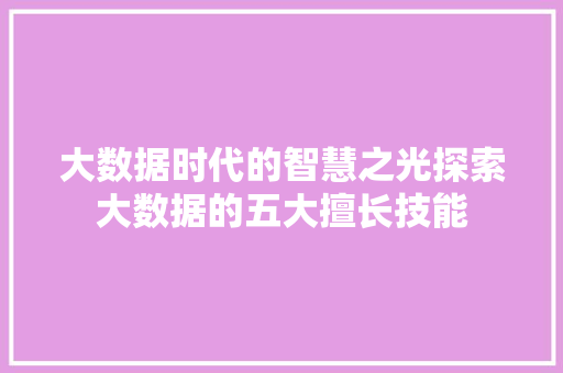 大数据时代的智慧之光探索大数据的五大擅长技能