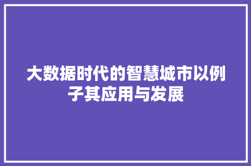 大数据时代的智慧城市以例子其应用与发展