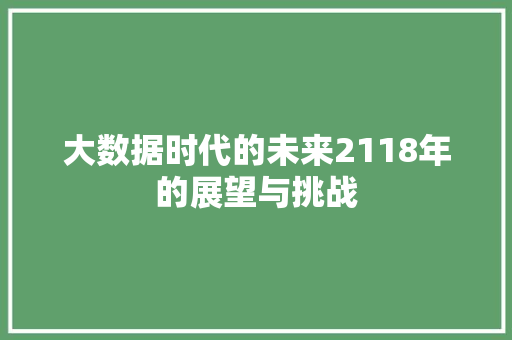 大数据时代的未来2118年的展望与挑战