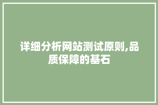 详细分析网站测试原则,品质保障的基石 缓存Redis
