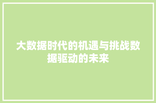 大数据时代的机遇与挑战数据驱动的未来