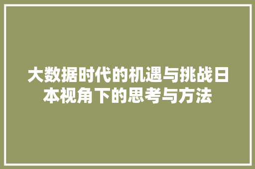 大数据时代的机遇与挑战日本视角下的思考与方法