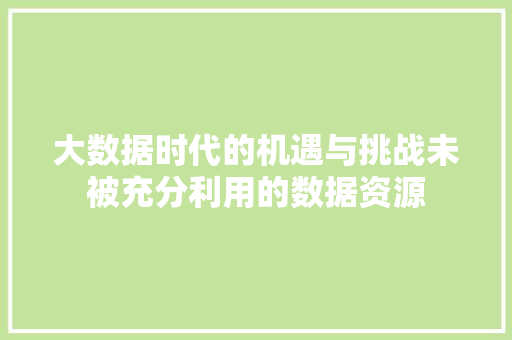 大数据时代的机遇与挑战未被充分利用的数据资源