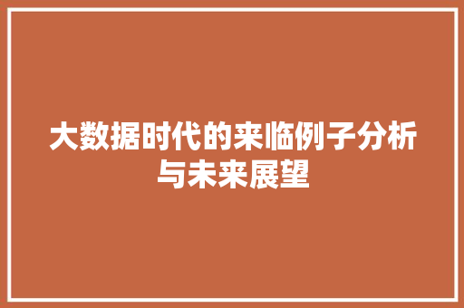 大数据时代的来临例子分析与未来展望