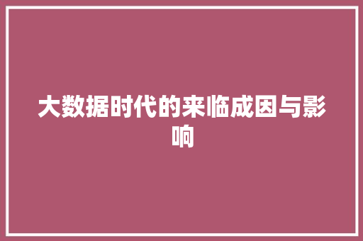 大数据时代的来临成因与影响
