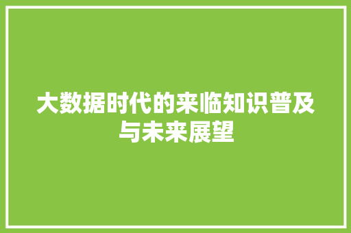 大数据时代的来临知识普及与未来展望